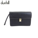 【中古】 ダンヒル クラッチバッグ セカンドバッグ ブラック レザー×ゴールド素材 dunhill C4702