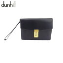 【スプリングセール】【中古】 ダンヒル クラッチバッグ セカンドバッグ ブラック レザー×ゴールド素材 dunhill C4703(4)