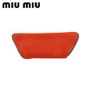 【中古】 ミュウミュウ ポーチ 化粧ポーチ オレンジ ナイロン(オレンジ×ブラウン)パイピング(反射グレー) miu miu T23873