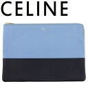 【スプリングセール】【中古】 セリーヌ ポーチ 化粧ポーチ レディース メンズ ライトブルー×ブラック×ゴールド レザー CELINE T24237