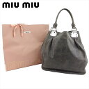 【春の大感謝祭 30％OFF】ミュウミュウ ハンドバッグ グレー 灰色ホワイト 白 レザー miu miu T7156 【中古】