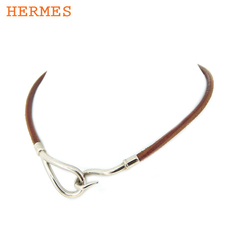 【スプリングセール30％OFF】エルメス HERMES ブレスレット アクセサリー レディース メンズ ジャンボブレス ブラウン シルバー レザー×シルバー素材 【エルメス】 T9694 【中古】