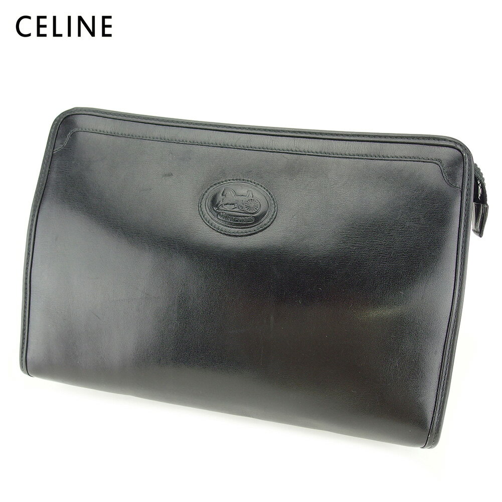 【スプリングセール30％OFF】セリーヌ クラッチバッグ バック セカンドバッグ バック ブラック レザー CELINE 【セリーヌ】 t9714s 【..