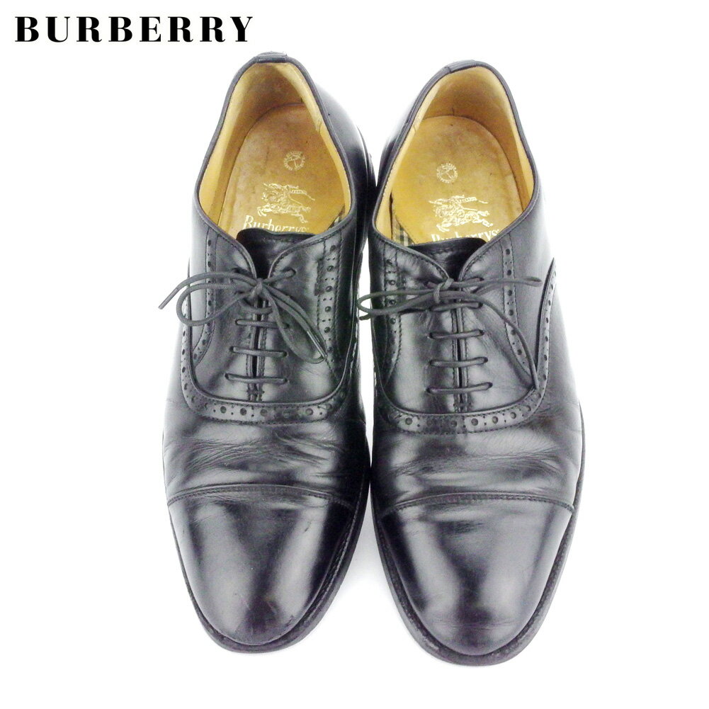 【スプリングセール30％OFF】バーバリー BURBERRY シューズ ビジネスシューズ 靴 メンズ ♯7ハーフ ストレートチップ ブラック レザー 【バーバリー】 D2072 【中古】