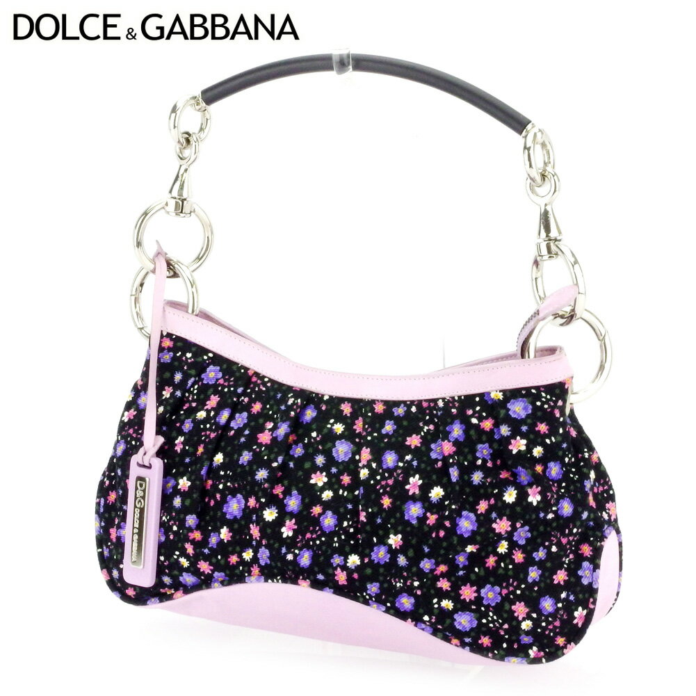 【スプリングセール30％OFF】ドルチェ&ガッバーナ DOLCE&GABBANA ハンドバッグ バック クラッチバッグ バック ドルガバ フラワー柄 レディース メンズ ブラック パープル シルバー系 クリスマス プレゼント バック 人気 収納 兼用 【ドルチェ&ガッバーナ】 T9890 【中古】