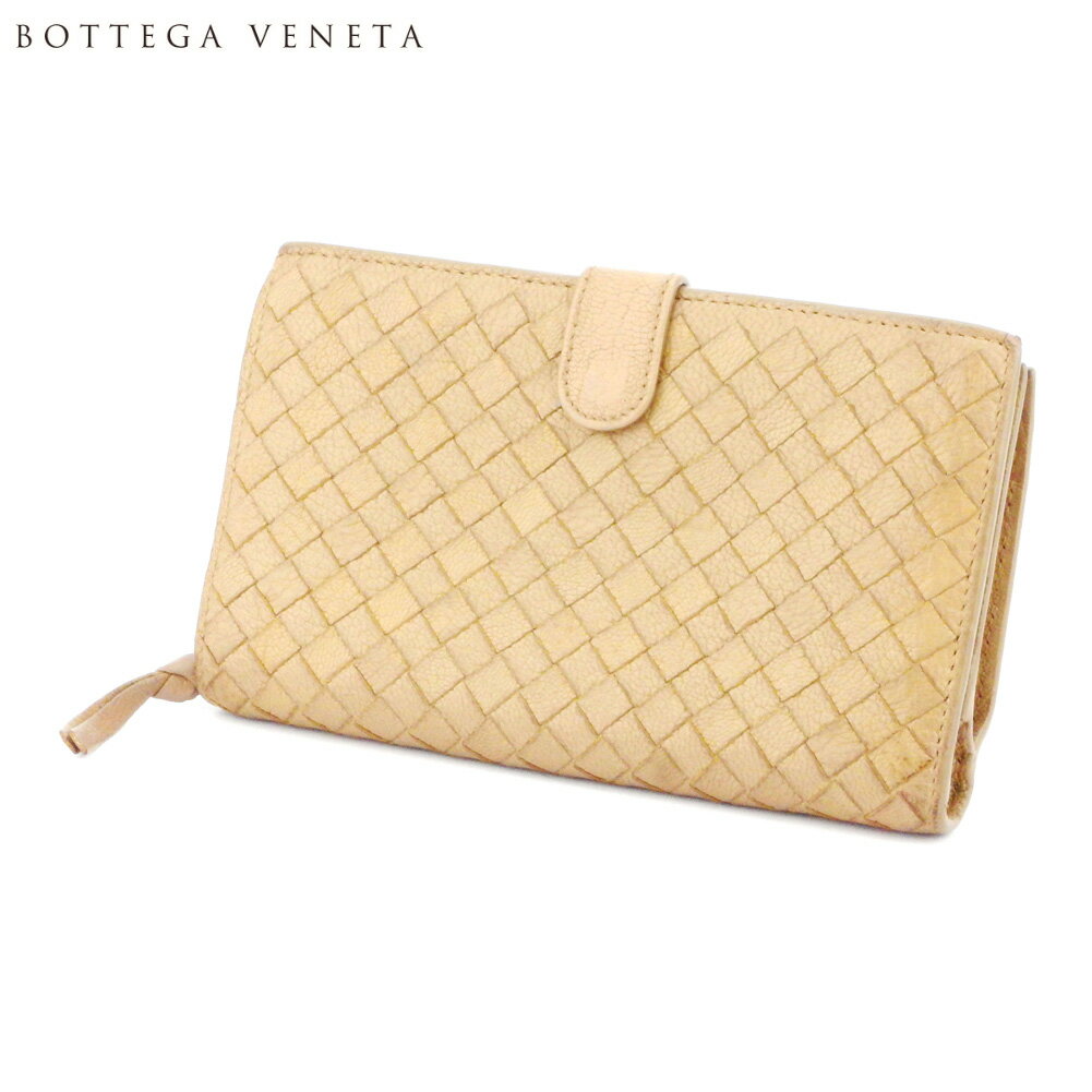 【楽天スーパーSALE】ボッテガ ヴェネタ 長財布 ラウンドファスナー 財布 イントレチャート ベージュ レザー BOTTEGA VENETA 長サイフ サイフ 収納ブランド財布 ユニセックス 小物 【ボッテガ・ヴェネタ】 T9896 【中古】