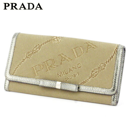 【スプリングセール】プラダ 長財布 ファスナー付き 財布 リボンモチーフ カナパ ベージュ ブラウン シルバー キャンバス×レザー PRADA 長サイフ サイフ 収納ブランド財布 ユニセックス 小物 【プラダ】 T9897 【中古】 【スプリングセール】プラダ 長財布 ファスナー付き 財布 リボンモチーフ カナパ ベージュ ブラウン シルバー キャンバス×レザー PRADA 長サイフ サイフ 収納ブランド財布 ユニセックス 小物 【プラダ】 T9897 【中古】