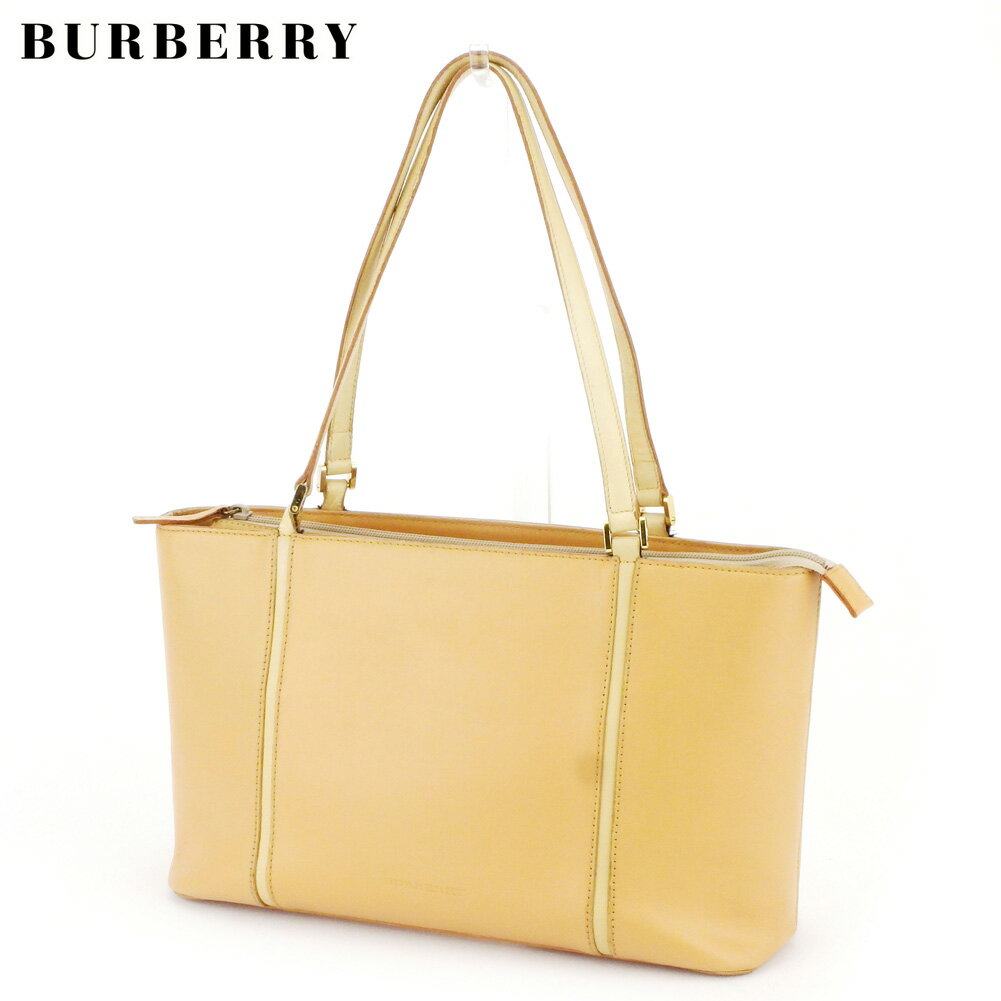 【スプリングセール30％OFF】バーバリー トートバッグ バック トート ショルダーバッグ バック ロゴ ベージュ ゴールド レザー BURBERRY バック 収納 ファッションバッグ バック 手持ちバッグ バック 【バーバリー】 T9914 【中古】