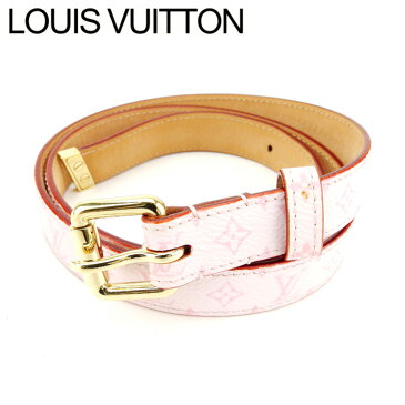 【中古】 ルイヴィトン Louis Vuitton ベルト 80 32 レディース サンチュール ローズ モノグラムキャンバス T10814