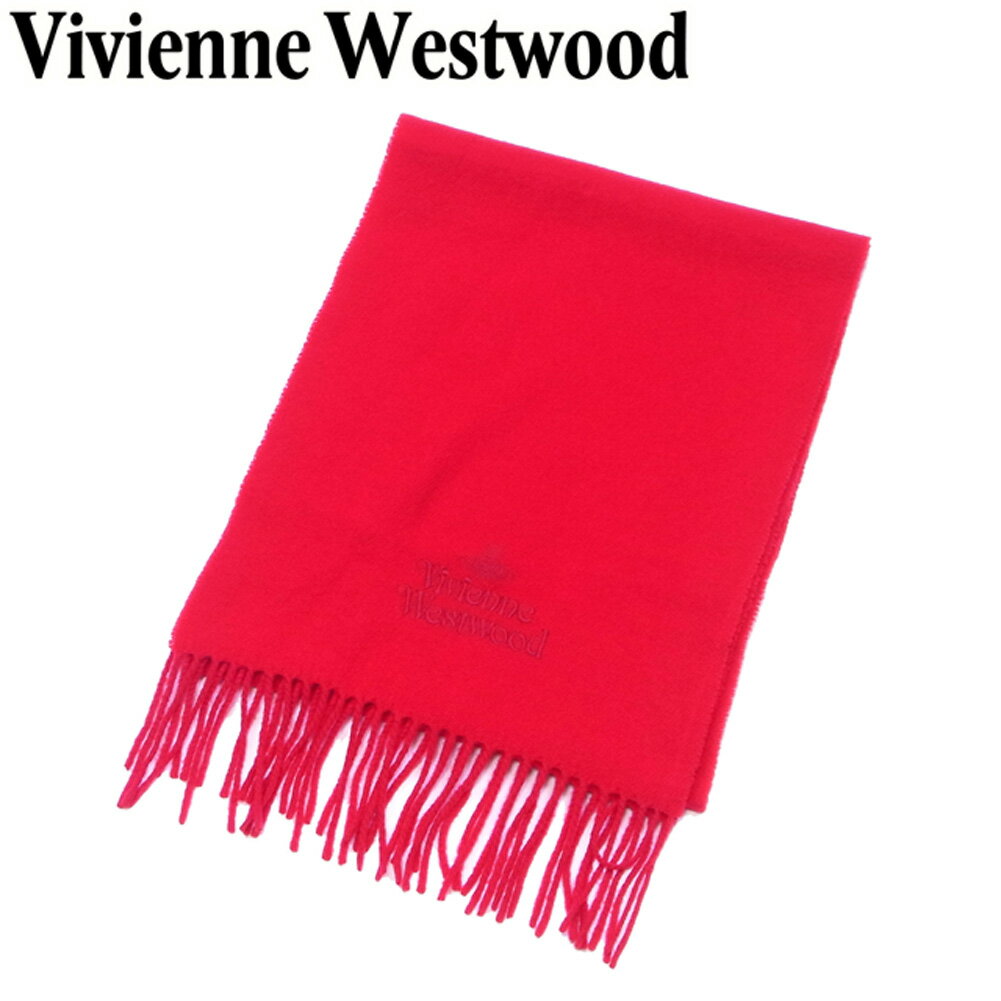 【スプリングセール30％OFF】ヴィヴィアン ウエストウッド Vivienne Westwood マフラー フリンジ付き レディース メンズ レッド ウール 毛 【ヴィヴィアン・ウエストウッド】 F1551 【中古】