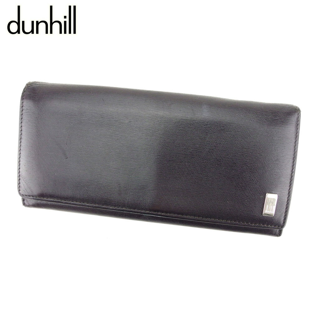 【スプリングセール30％OFF】ダンヒル 長財布 ファスナー付き 財布 サイドカー ブラック シルエット レザー dunhill 【ダンヒル】 l2789s 【中古】