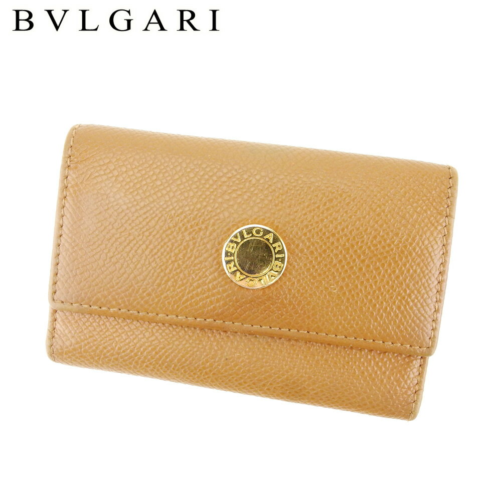 【スプリングセール30％OFF】ブルガリ BVLGARI キーケース 6連キーケース レディース メンズ ライトブラウン ゴールド レザー 【ブルガリ】 L2797 【中古】