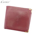 【スプリングセール】カルティエ 二つ折り 札入れ マストライン ボルドー ゴールド レザー Cartier 【カルティエ】 l2815s 【中古】