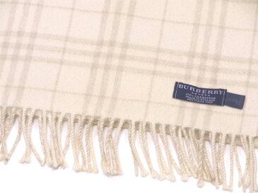 【1点物】 【中古】 マフラー フリンジ付き ベージュ ブラウン チェック バーバリー L2879