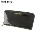 【スプリングセール】ミュウミュウ 長財布 ラウンドファスナー 財布 ロゴ ブラック ゴールド エナメルレザー miu miu 長サイフ サイフ 収納ブランド財布...