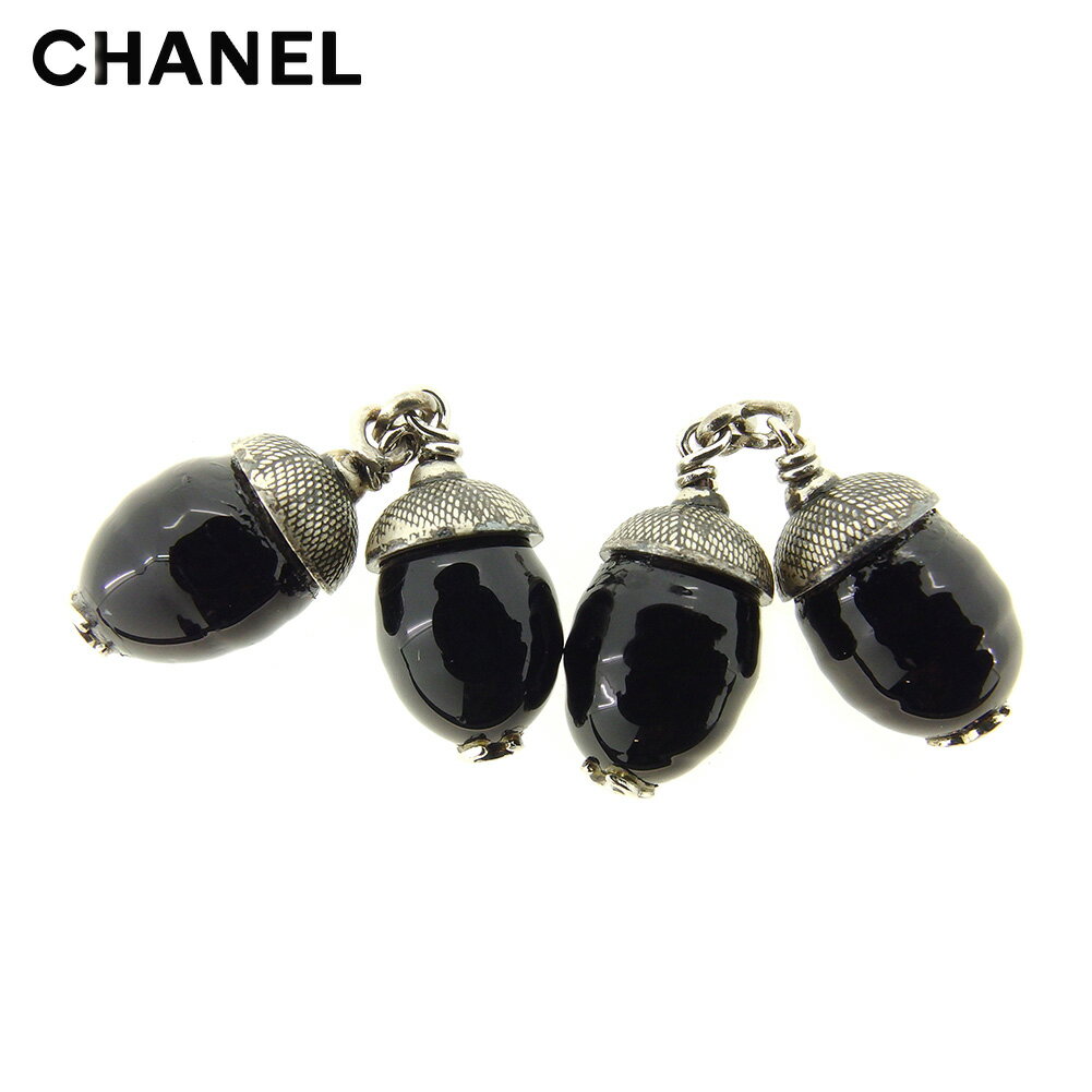 【スプリングセール30％OFF】シャネル CHANEL カフス カフリンクス レディース メンズ ココマーク シルバー ブラック シルバー金具 【シャネル】 T9640 【中古】