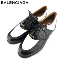 【春の大感謝祭 30％OFF】バレンシアガ ライセンス BALENCIAGA BB シューズ 靴 レディース ♯24.0EEE オックスフォード ブラック ホワイト 白 ゴールド レザー 【バレンシアガ ライセンス】 T9663 【中古】