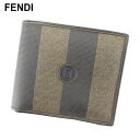 【春の大感謝祭 30％OFF】フェンディ 二つ折り 財布 ペカン ブラック ベージュ PVC×レザー FENDI 【フェンディ】 t9668s 【中古】