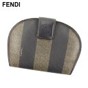 【春の大感謝祭 30％OFF】フェンディ 二つ折り 財布 ペカン ブラック ベージュ PVC×レザー FENDI 【フェンディ】 t9676s 【中古】