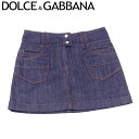 【冬のTHEセール 30%OFF】ドルチェ&ガッバーナ DOLCE&GABBANA スカート ミニ ボトムス レディース ♯36サイズ ドルガバ ネイビー ベージュ シルバー 綿 コットン ポリウレタン 【ドルチェ&ガッバーナ】 T9963 【中古】