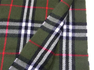 【中古】 バーバリー BURBERRY マフラー フリンジ付き レディース メンズ グリーン ブラック レッド系 カシミア 【バーバリー】 T9981