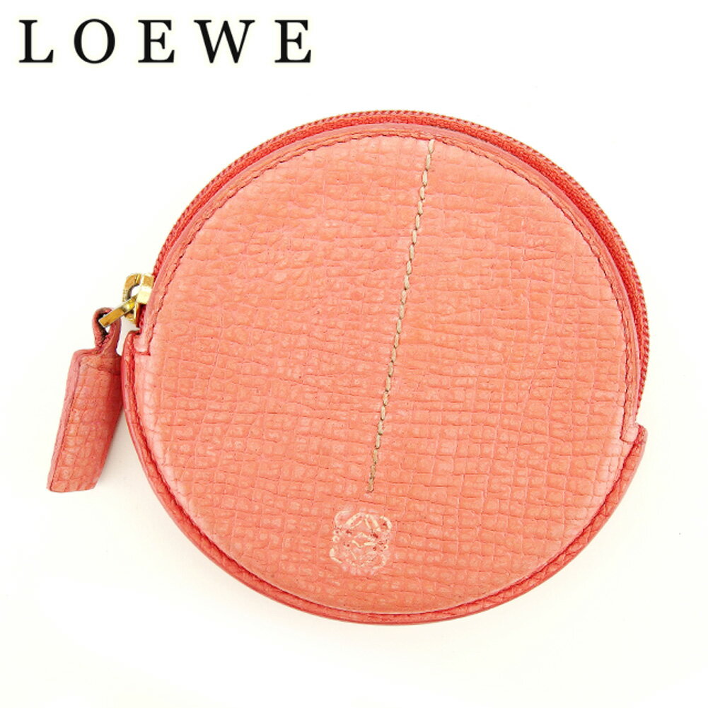 【スプリングセール30％OFF】ロエベ LOEWE コインケース ケース 小銭入れ レディース ラウンドフォルム 丸型 ピンク ゴールド レザー 【ロエベ】 C3240 【中古】