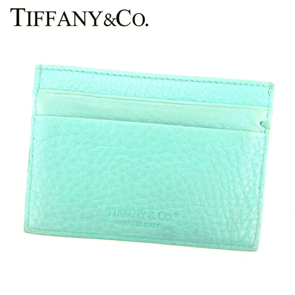 【スプリングセール30％OFF】ティファニー カードケース カード 名刺入れ ブルー レザー Tiffany&Co. 【ティファニー】 l2432s 【中古】