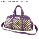 【スプリングセール】マークバイ マークジェイコブス ボストンバッグ バック 2WAYショルダー パープル ゴールド レザー MARC BY MARC JACOB...
