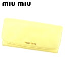 【春の大感謝祭 30％OFF】ミュウミュウ 長財布 ファスナー付き 財布 ロゴ イエロー ゴールド レザー miu miu 長サイフ サイフ 収納 ユニセックス 小物 【ミュウミュウ】 Q445 【中古】