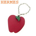 【お買い物マラソン30％OFF】エルメス HERMES チャーム キーホルダー レディース メンズ ボルドー グリーン シルバー レザー×シルバー金具 【エルメス】 T7708 【中古】