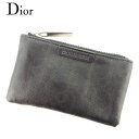 【春の大感謝祭 30％OFF】ディオール オム Dior Homme コインケース ケース 小銭入れ キーケース メンズ ブラック グレー 灰色 シルバー コーティングキャンバス×レザー 【ディオール】 T7742 【中古】