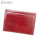 【春の大感謝祭 30％OFF】カルティエ Cartier カードケース カード パスケース レディース メンズ ボルドー エナメルレザー 【カルティエ】 T7750 【中古】