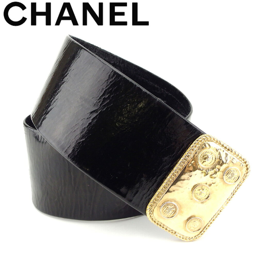 【スプリングセール30％OFF】シャネル ベルト ヴィンテージクラシック ブラック ゴールド レザー CHANEL 【シャネル】 t8128s 【中古】