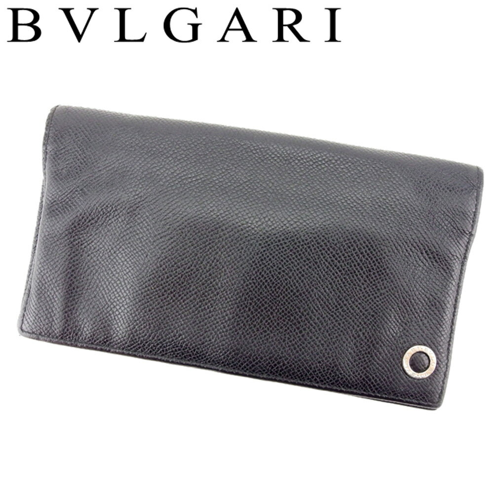 【スプリングセール30％OFF】ブルガリ 長財布 ファスナー付き 長財布 ブルガリブルガリ ブラック レザー BVLGARI 長サイフ サイフ 収納ブランド財布 ユニセックス 小物 【ブルガリ】 T8138 【中古】