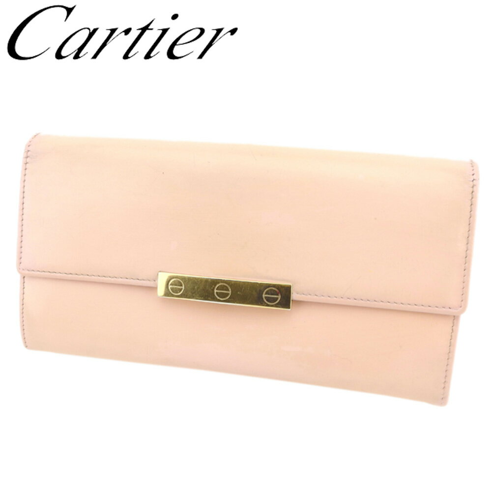 【スプリングセール30％OFF】カルティエ 長財布 ファスナー付き 長財布 ラブコレクション ピンクピンク レザー Cartier 長サイフ サイフ 収納ブランド財布 ユニセックス 小物 【カルティエ】 T8140 【中古】