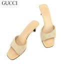 【春の大感謝祭 30％OFF】グッチ Gucci サンダル シューズ 靴 レディース #35ハーフ ベージュ キャンバス×レザー 【グッチ】 L2508 【中古】