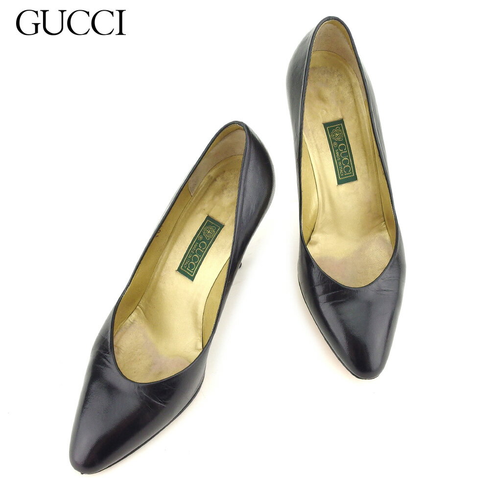 【楽天スーパーSALE 最大50％OFF】グッチ Gucci パンプス シューズ 靴 レディース #35ハーフ ブラック レザー 【グッチ】 L2509 【中古】 ブランド ハイブランド ヴィンテージ 送料無料