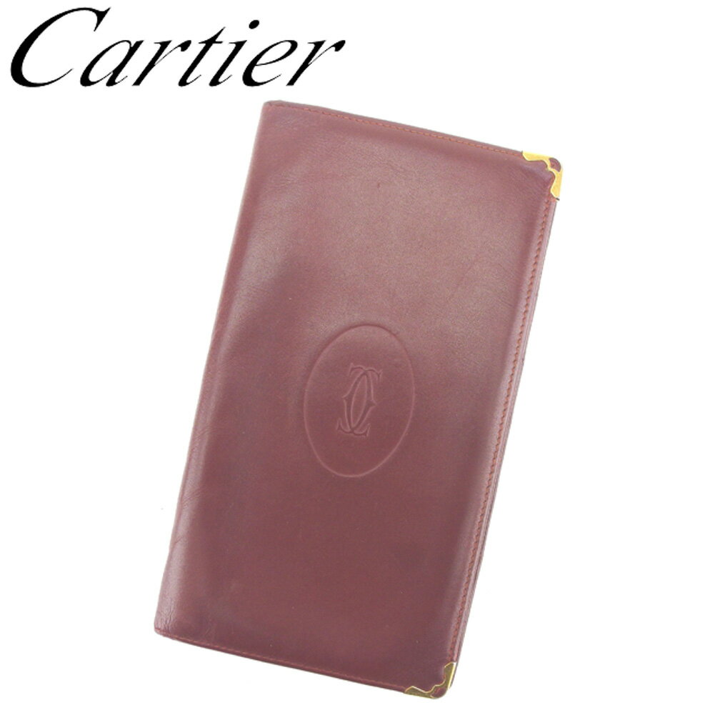 【スプリングセール30％OFF】カルティエ 長札入れ 札入れ マストライン ボルドー ゴールド レザー Cartier 【カルティエ】 t13288s 【中古】