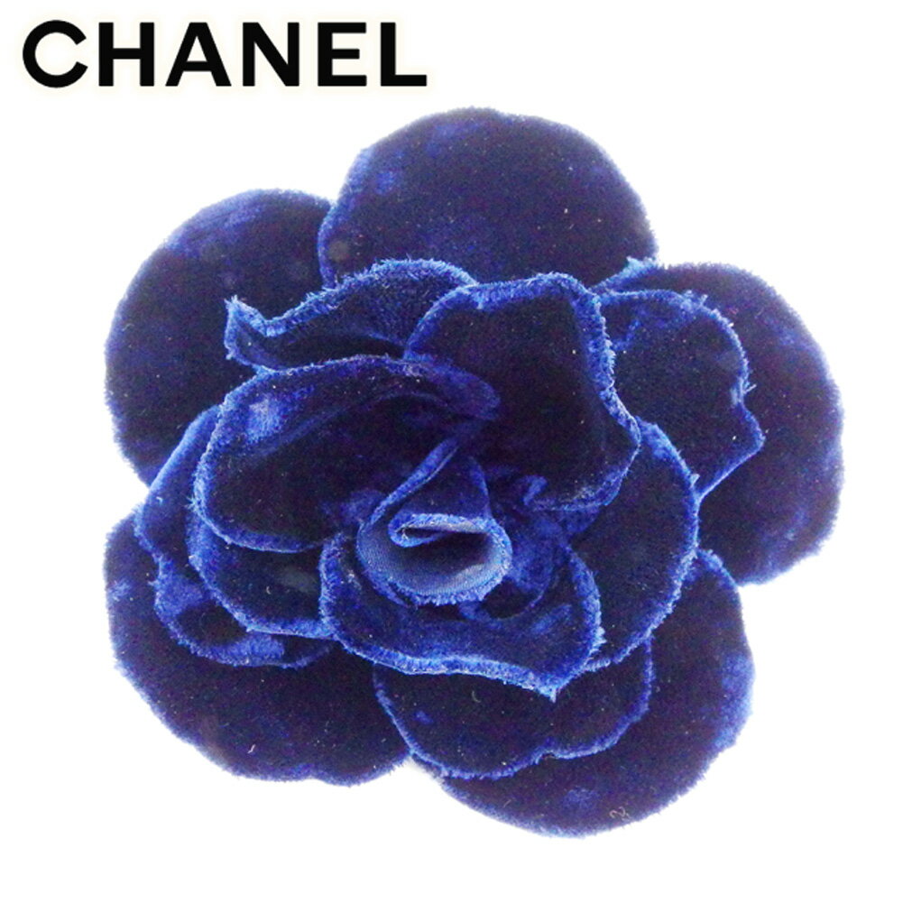 【スプリングセール30％OFF】シャネル コサージュ アクセサリー カメリア ネイビー ベロア CHANEL 【シャネル】 t8541s 【中古】