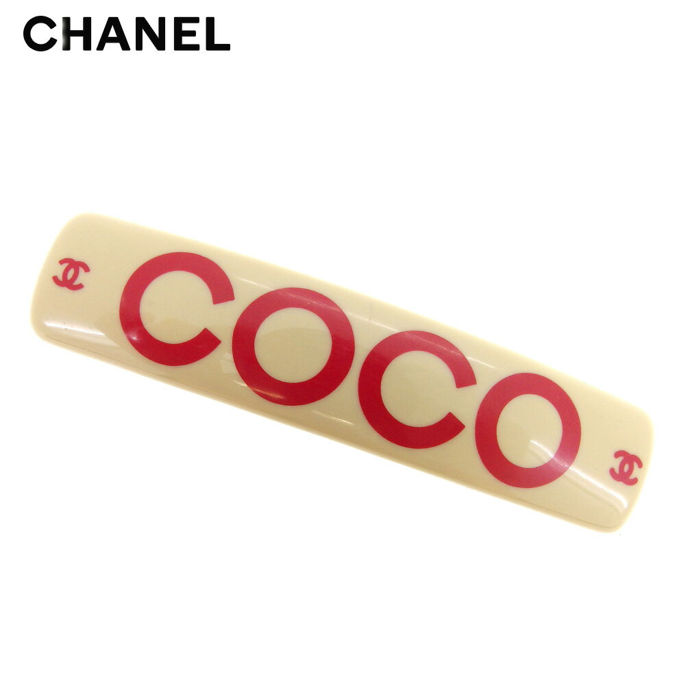 【スプリングセール30％OFF】シャネル バレッタ ヘアアクセサリー COCOマーク ベージュ レッド シルバー CHANEL 【シャネル】 t8608s 【中古】