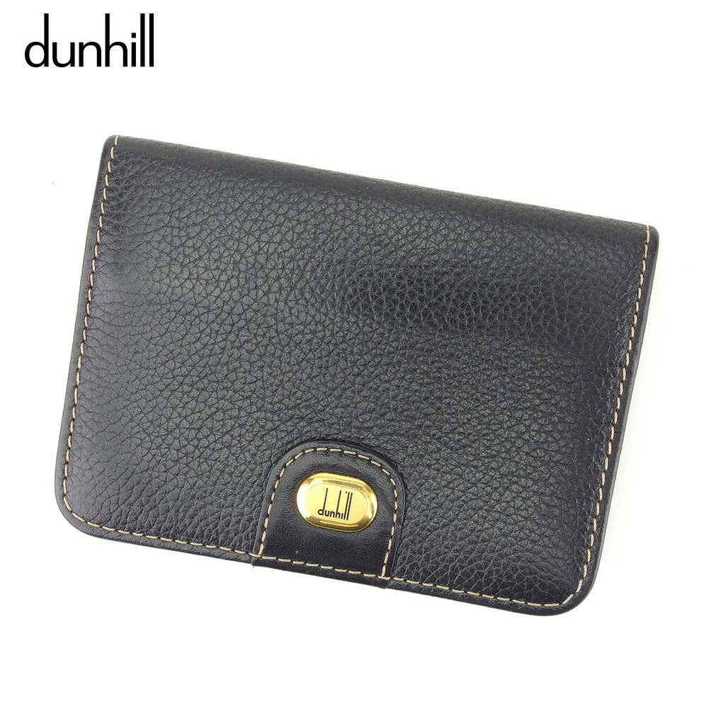 【スプリングセール30％OFF】ダンヒル dunhill カードケース カード 名刺入れ メンズ ブラック ゴールド レザー 【ダンヒル】 D1966 【中古】