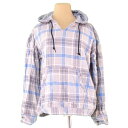 【スプリングセール】エックスガール パーカー プルオーバー ♯1サイズ チェック グレー 灰色 ブルー 綿 コットン X-girl 【エックスガール】 t149...