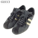【スプリングセール】グッチ GUCCI スニーカー シューズ 靴 レディース ♯36 ローカット ウェビングライン ブラック ベージュ キャンバス×スエード 【...
