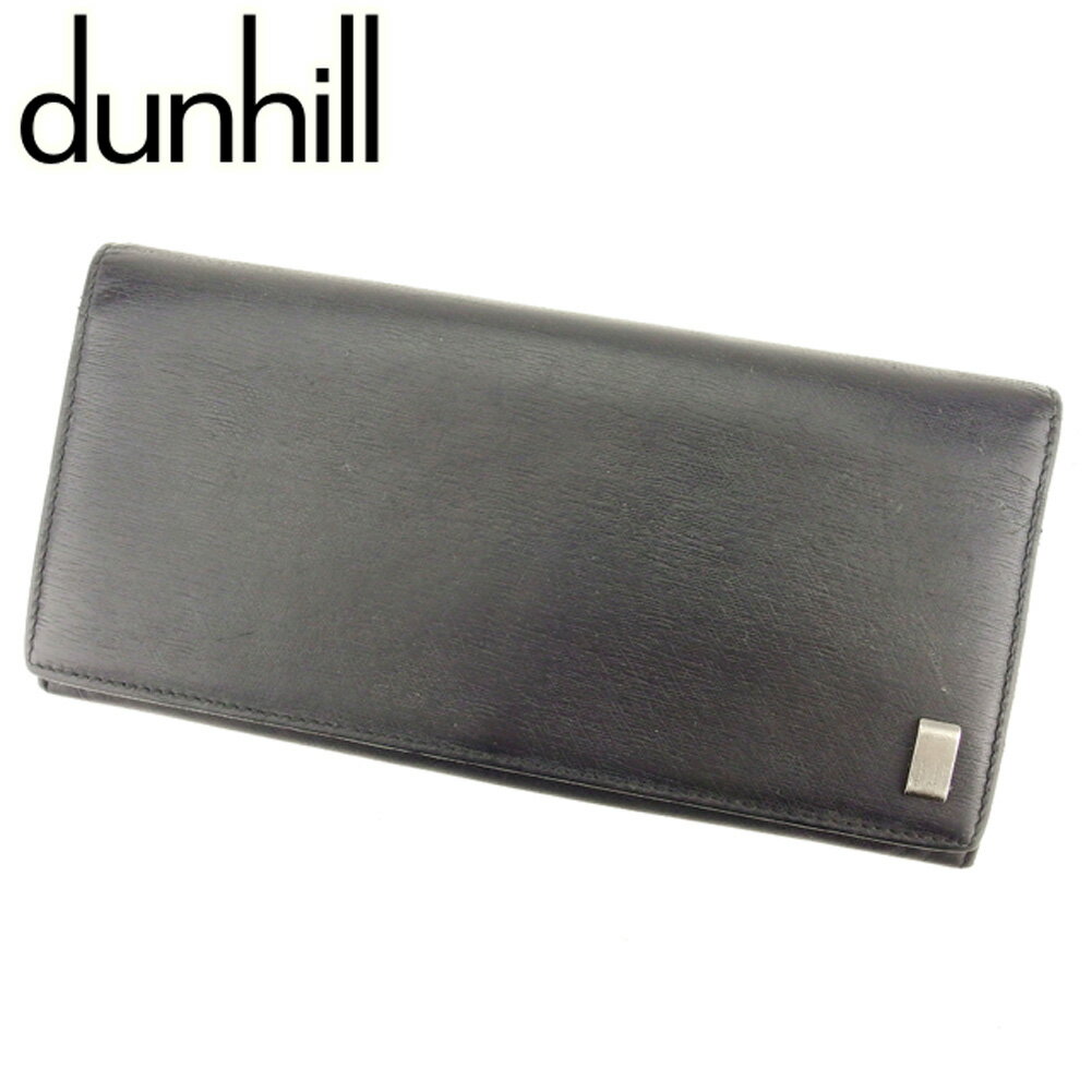 【スプリングセール30％OFF】ダンヒル 長財布 ファスナー付き 長財布 ブラック レザー dunhill 長サイフ サイフ 収納 ユニセックス 小物 【ダンヒル】 Q507 【中古】