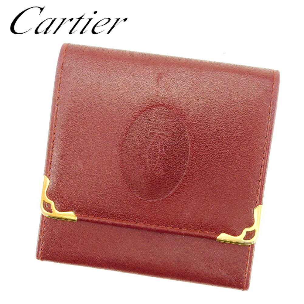 【スプリングセール30％OFF】カルティエ Cartier コインケース ケース 小銭入れ レディース メンズ ボルドー レザー 【カルティエ】 Q544 【中古】