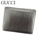 【春の大感謝祭 30％OFF】グッチ 二つ折り 財布 グッチシマ ブラック レザー Gucci 【グッチ】 q549s 【中古】