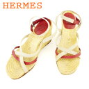 【春の大感謝祭 30％OFF】エルメス HERMES サンダル シューズ 靴 レディース #36 ベージュ レッド 【エルメス】 T8775 【中古】