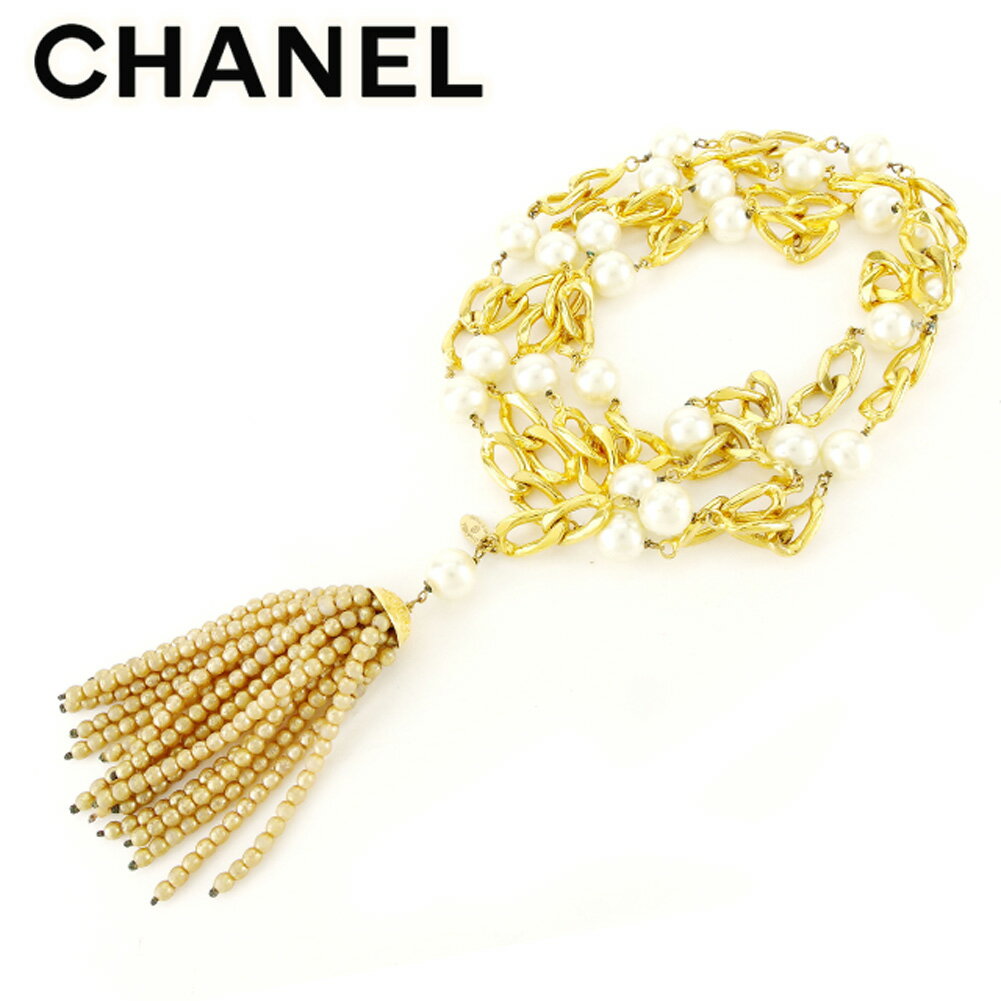 【スプリングセール30％OFF】シャネル ベルト チェーンベルト フェイクパール ゴールド CHANEL 【シャネル】 t8780s 【中古】