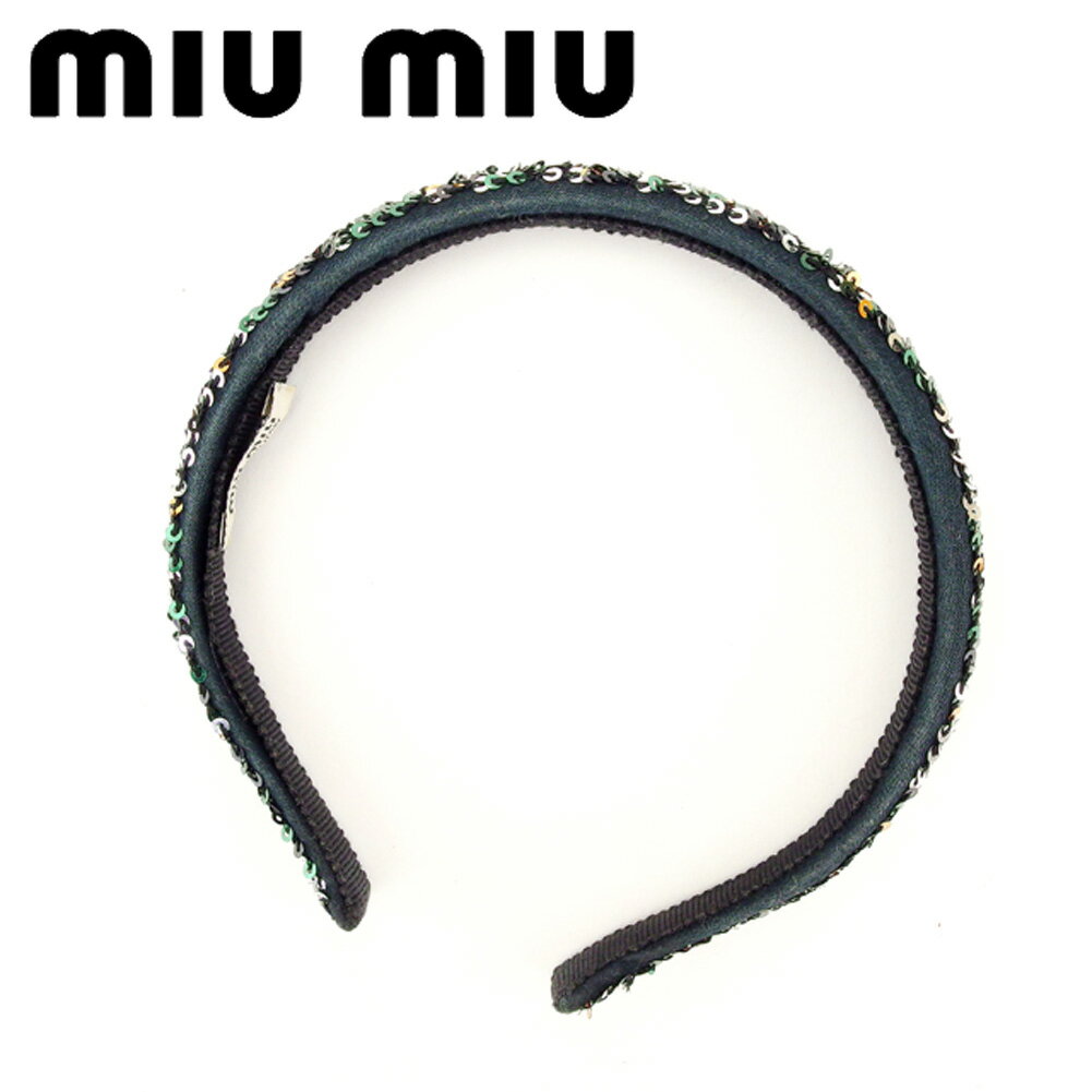 【スプリングセール30％OFF】ミュウミュウ miumiu カチューシャ アクセサリー レディース ブラック シルバー グリーン ゴールド 【ミュウミュウ】 T8784 【中古】