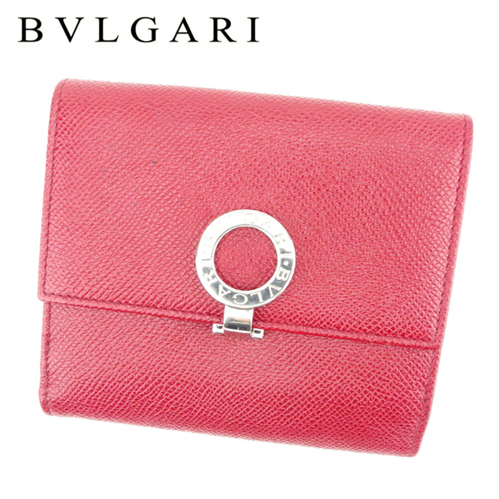 【スプリングセール30％OFF】ブルガリ 二つ折り 財布 Wホック ブルガリブルガリ レッド レザー BVLGARI 【ブルガリ】 t8961s 【中古】